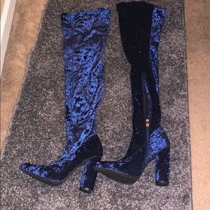 Velvet knee high boots
